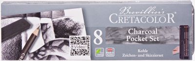 Cretacolor Charcoal Pocket Set 8 elementow metalowe opakowa2
